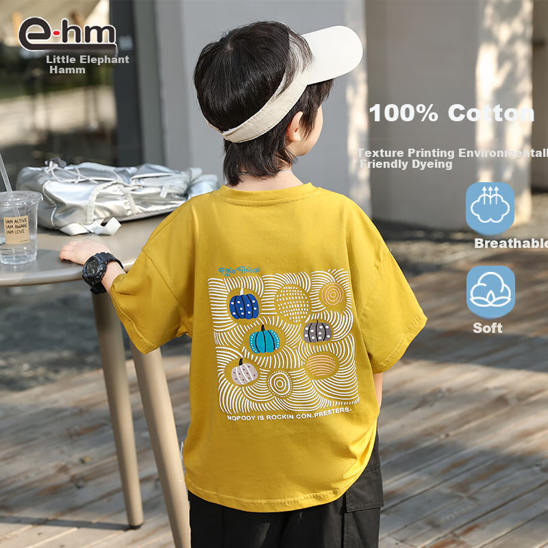 Xiaoxianghanmu Boys' Pure Cotton Summer Tee