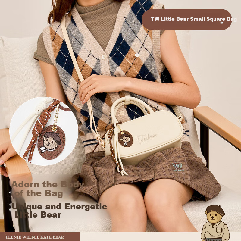 Teenie Weenie Vintage Boston Bag with TW Bear Crossbody