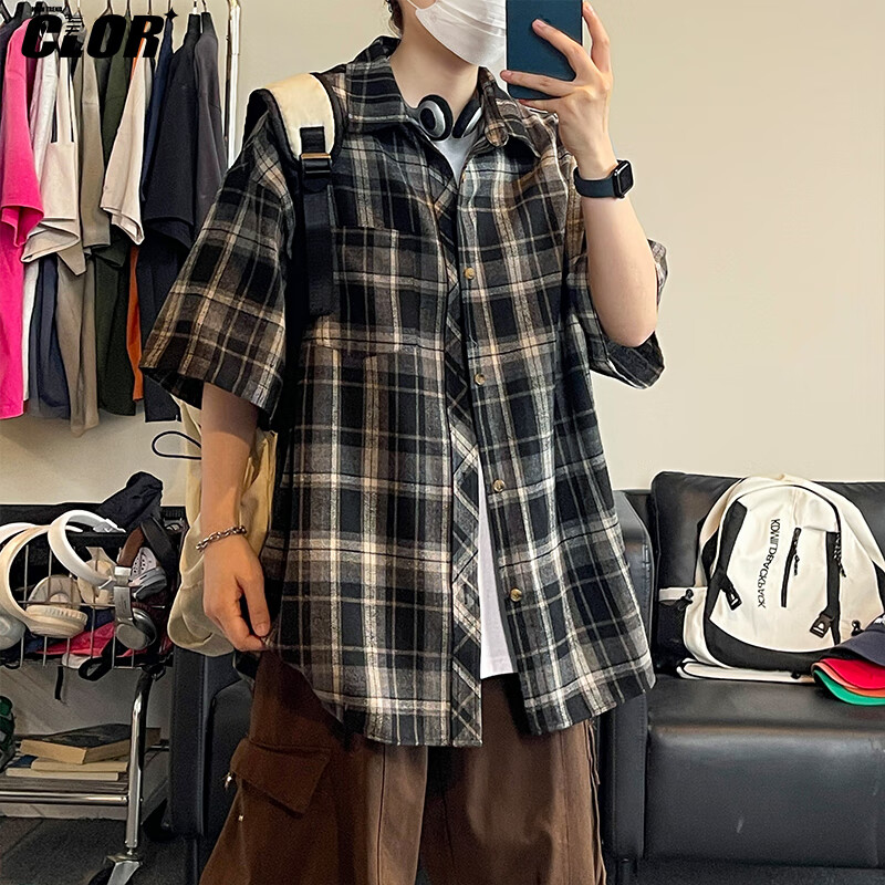 CLOR Retro Casual Plaid Shirt