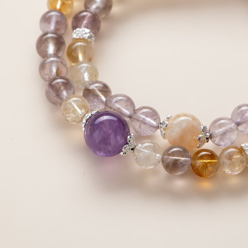 Qlady Amethyst & Yellow Tower Crystal Bracelet for Women