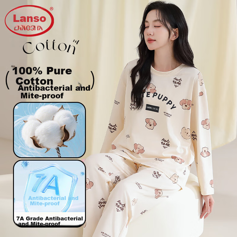 LangSha Women's Cotton Pajamas - Soft & Breathable