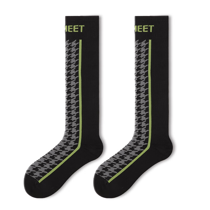 PRIMEET Women's Calf Socks Sports Houndstooth Pattern