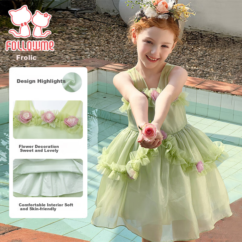 Follow Me 3D Floral Princess Dress for Older Girls