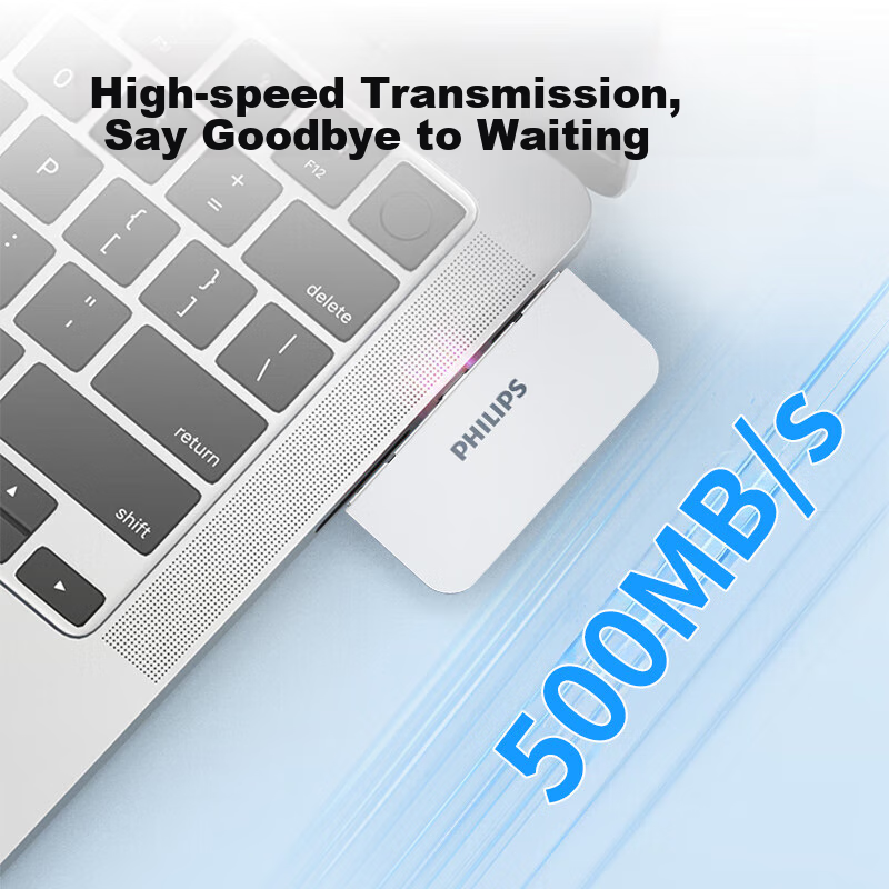 PHILIPS 2TB Type-C USB Drive with 500MB/s Speed