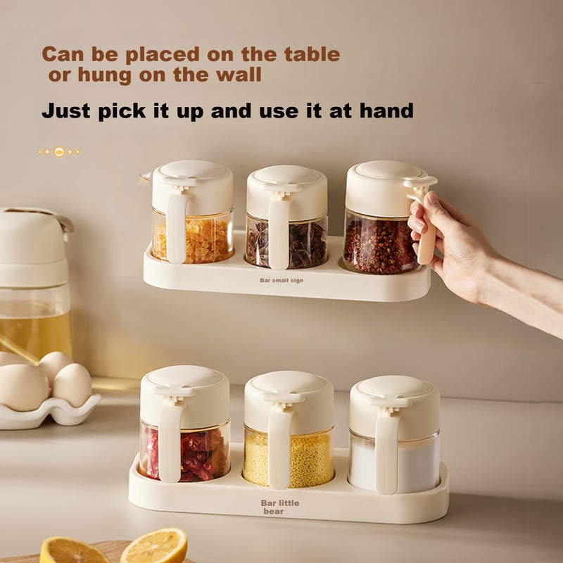 Bear Seasoning Set - 4-Piece Spice Jars with Spoons and Lids