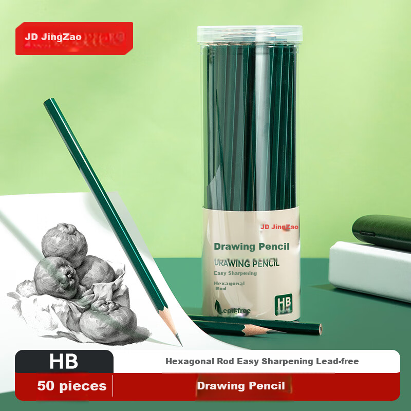 JD Original Green Handle Drawing Pencils - 50-Pack for Kids