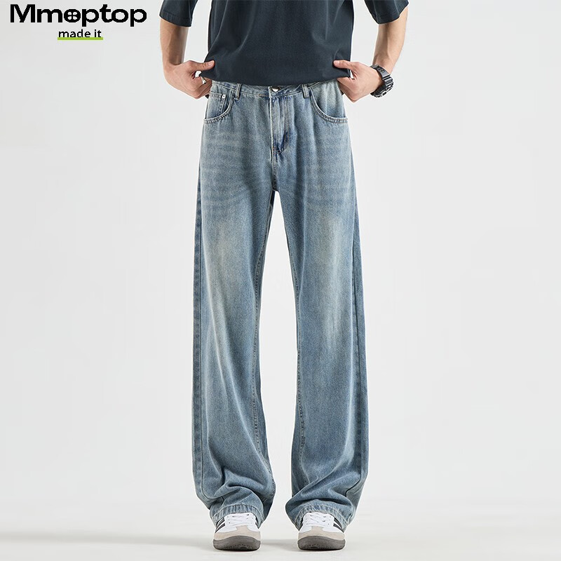 MMOPTOP American-Style Washed Gradient Jeans
