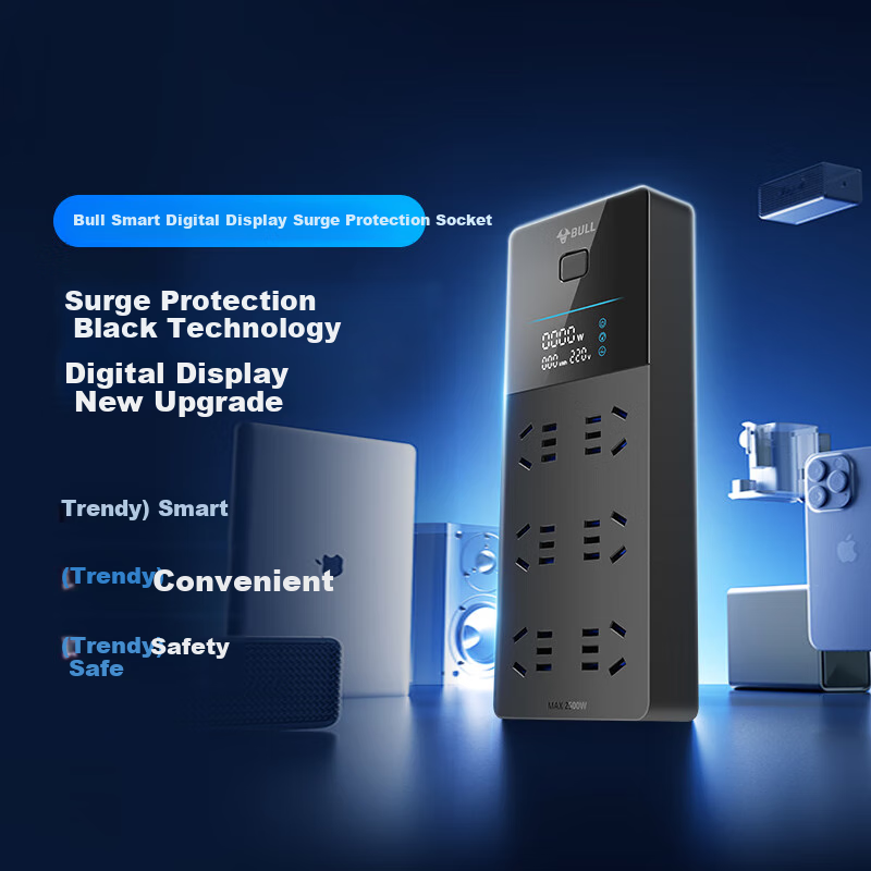 BULL Digital Display Surge Protector Power Strip
