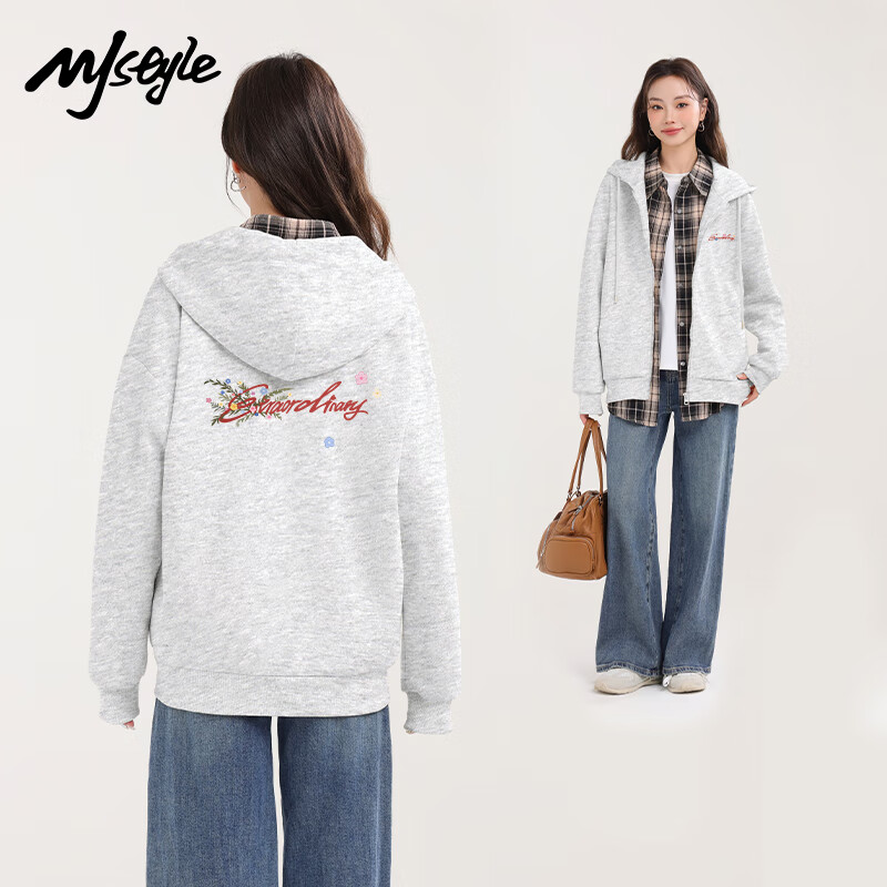 MJ STYLE Women's Hoodie Jacket 2026 Autumn New Trendy College Style Loose Casual Cardigan Top
