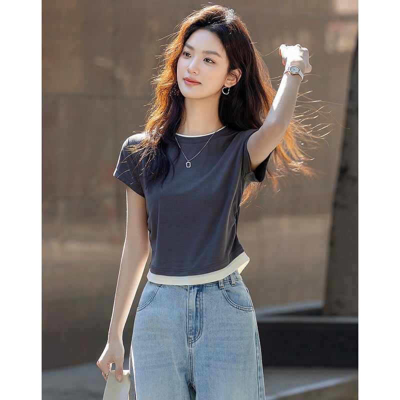 Dme Summer Elegant Contrasting Color T-Shirt