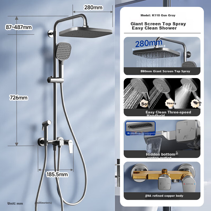 ARROW 3-Function High-Pressure Shower Set