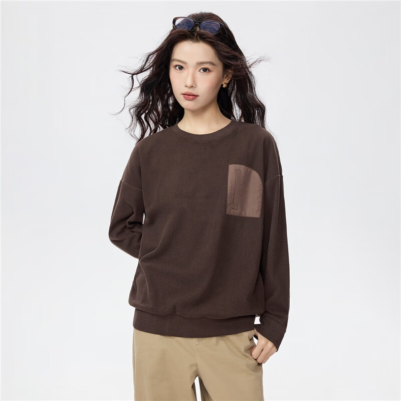 Giordano Women's Patchwork Fleece Sweatshirt