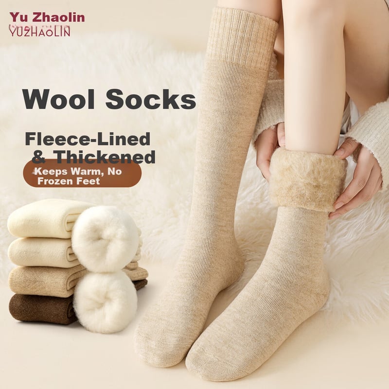 Yuzhaolin Fleece-Lined Wool Calf Socks