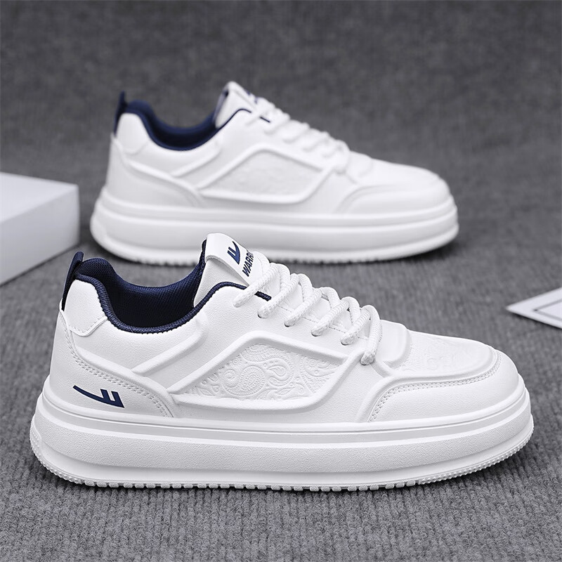 Huili Men's WXP-2482 Casual Sneakers - White and Blue