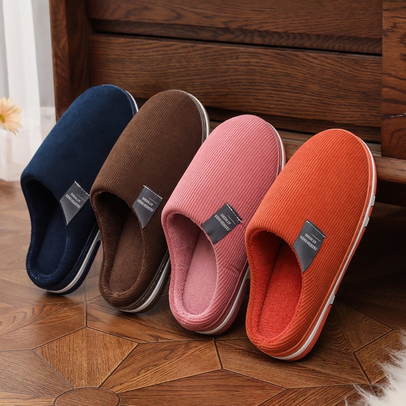 TZLDN Men's Corduroy Fleece Slippers