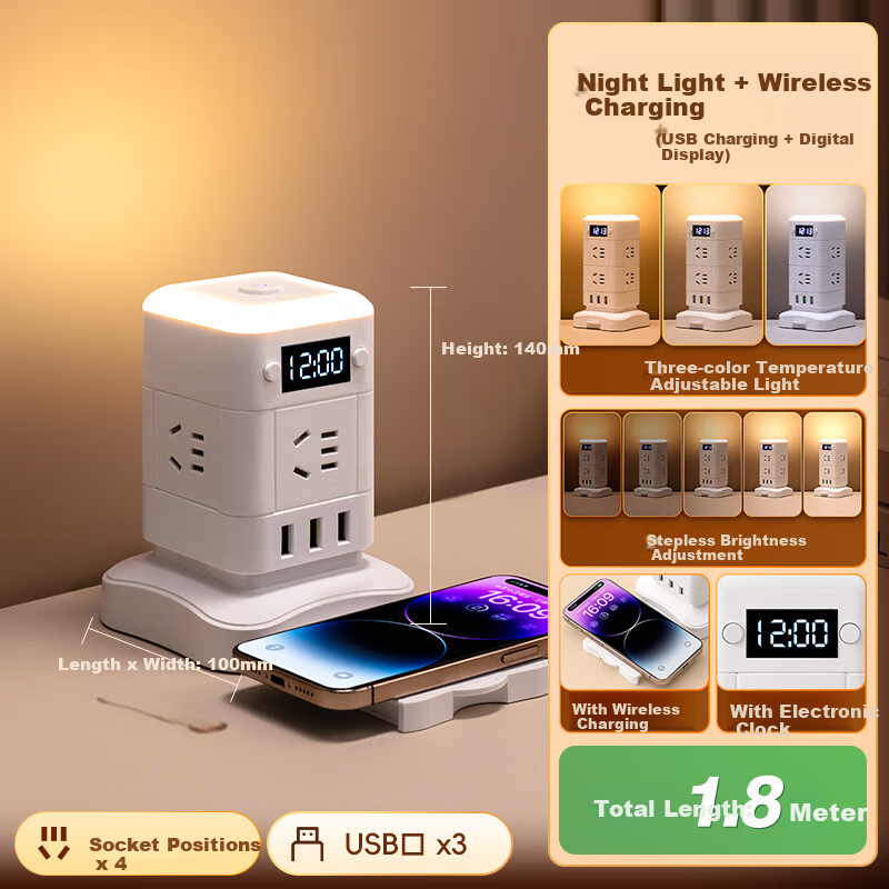 Sushiheermo 3USB Wireless Charging Night Light Socket