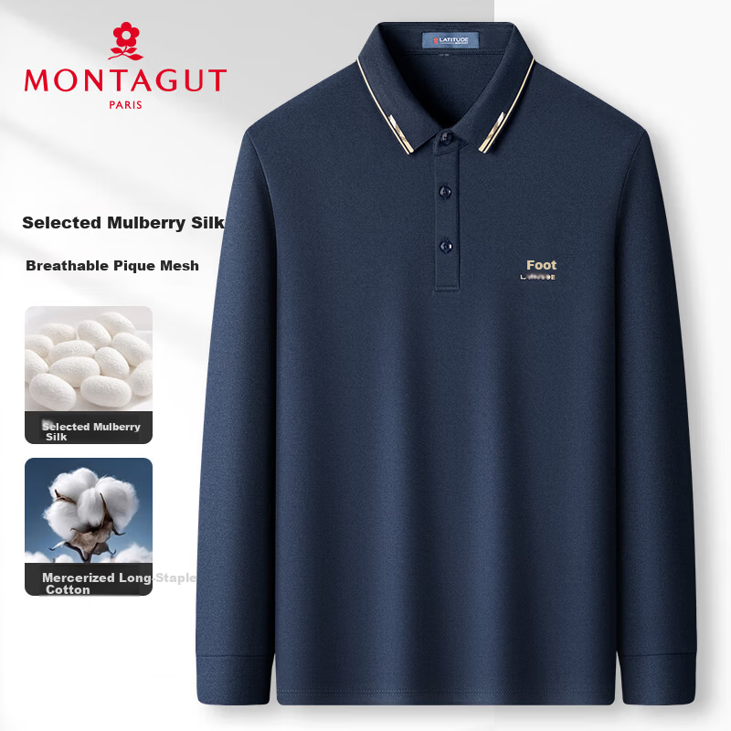 MONTAGUT Men's Business Long Sleeve Polo Shirt