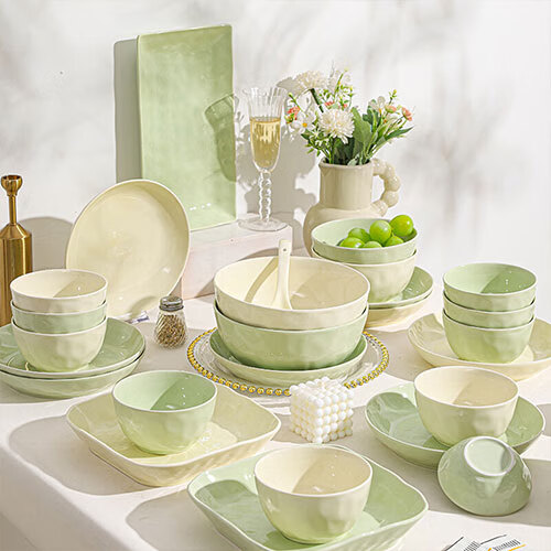 CERAMICS Cream Style 10-Piece Bowl & Plate Set