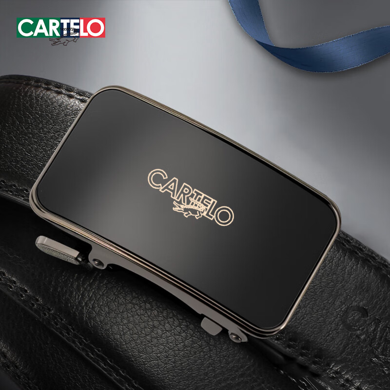 CARTELO Men's Leather Belt with Automatic Buckle