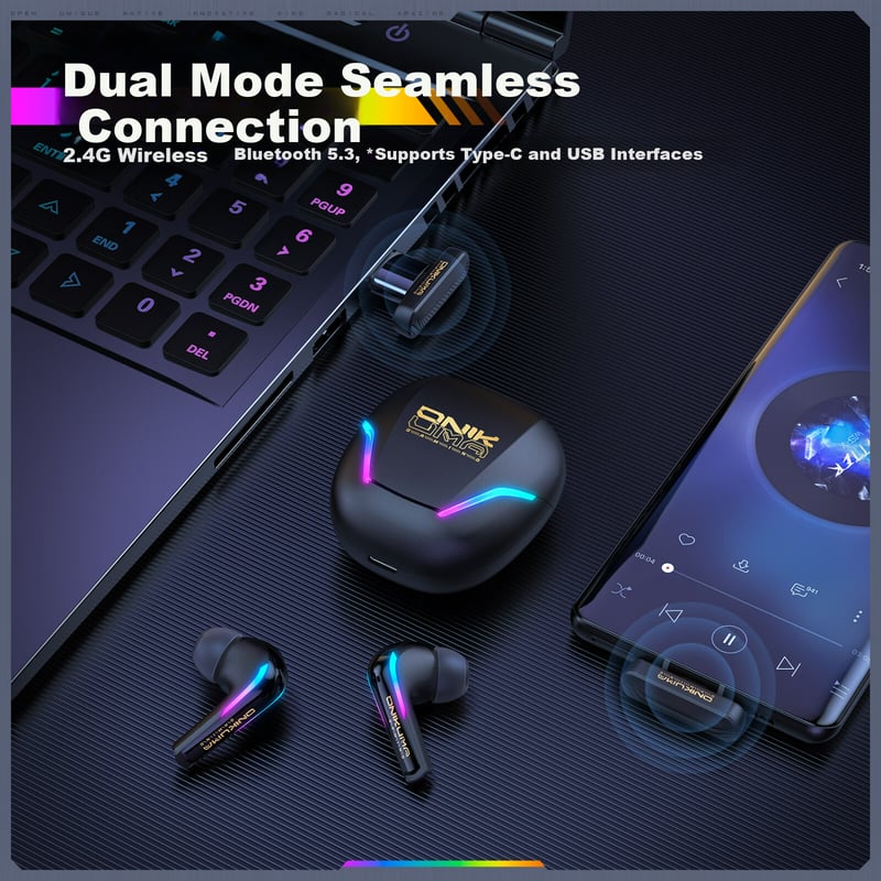 ONIKUMA RGB Bluetooth In-Ear Headphones