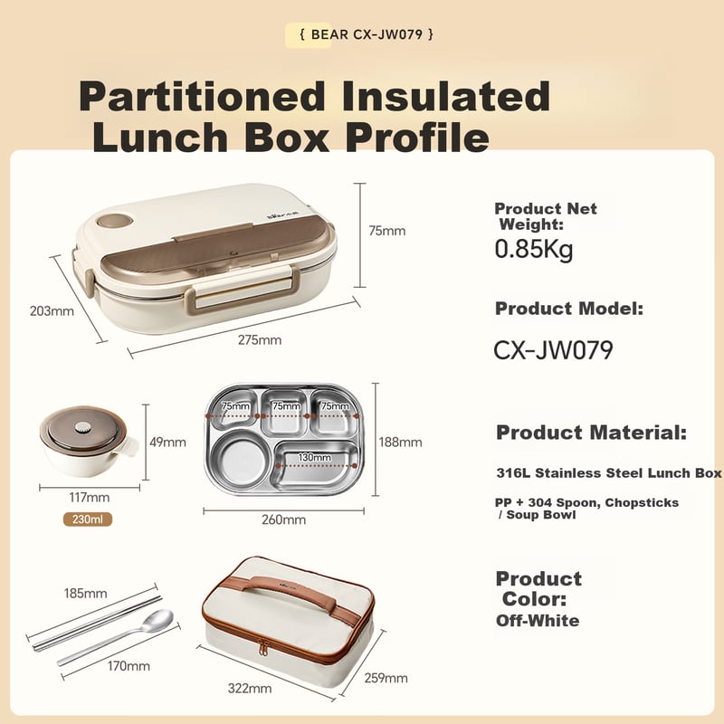 Bear 316 Stainless Steel Lunch Box