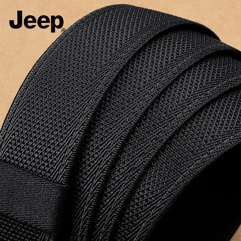 JEEP Men's Tactical Thickened Nylon Belt with Silver Buckle