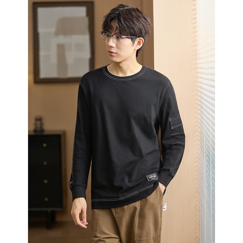 TonLion 2025 Autumn Men's Crew Neck Long Sleeve T-Shirt
