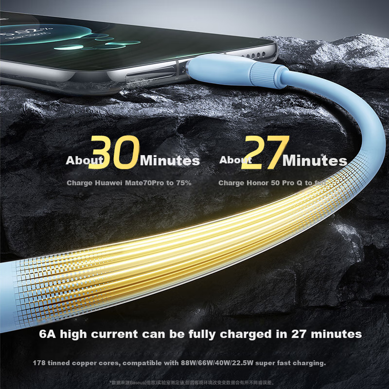 BASEUS Type-C Data Cable - 100W Super Fast Charging, 1M, Starry Sea Blue