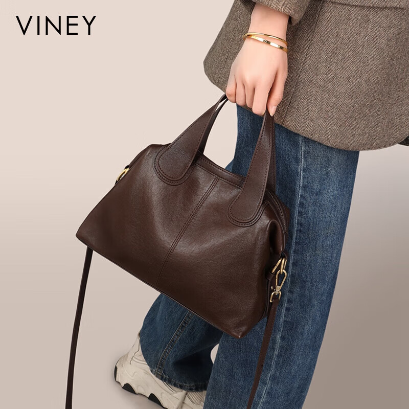 Viney Casual Luxury Boston Bag in Coffee