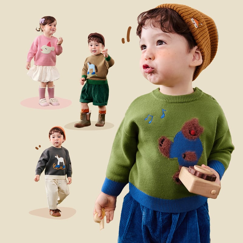 Minibala Bala 2025 Winter Embroidered Baby Sweater