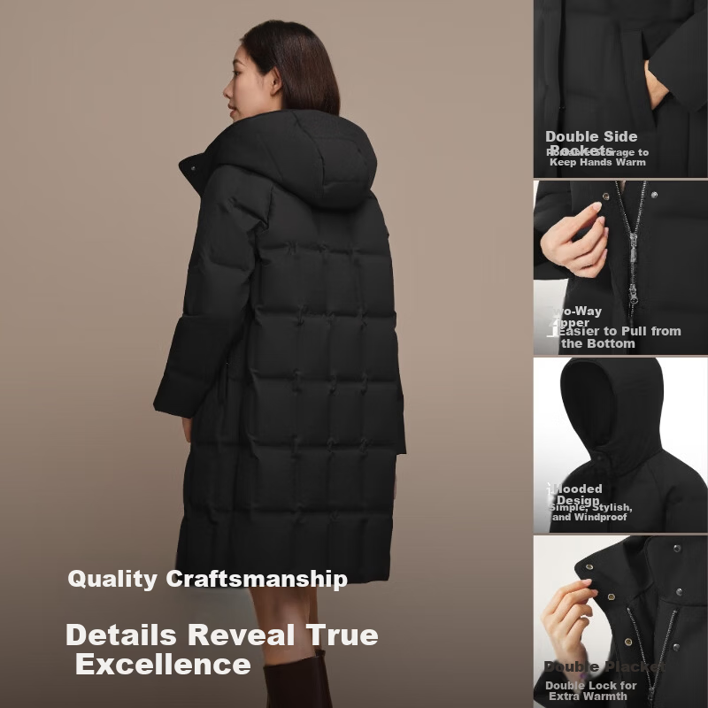 BOSIDENG Women's Thickened Hooded Down Jacket