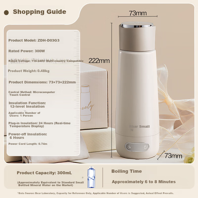 Bear Electric Kettle - 316L Stainless Steel Portable Water Boiler