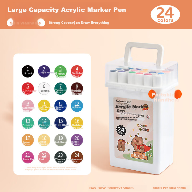 Touchcolor 24-Color Acrylic Markers for Kids & Craft