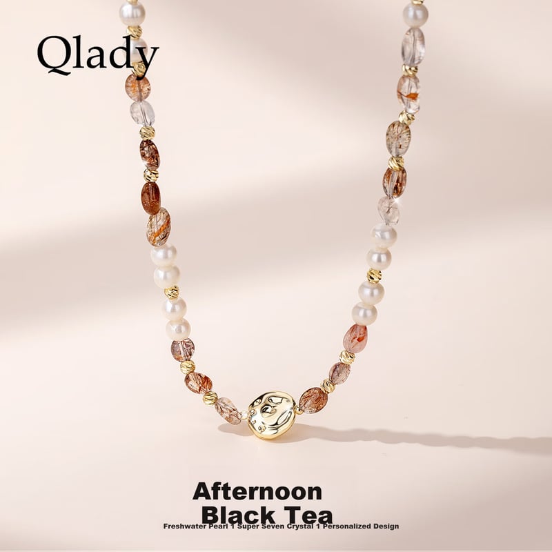 Qlady Super Seven Crystal Pearl Necklace for Women