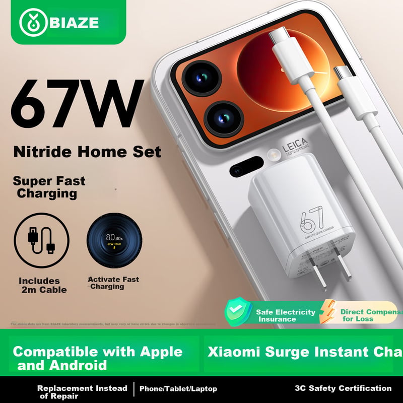 BIAZE 67W GaN Charger for iPhone & Xiaomi