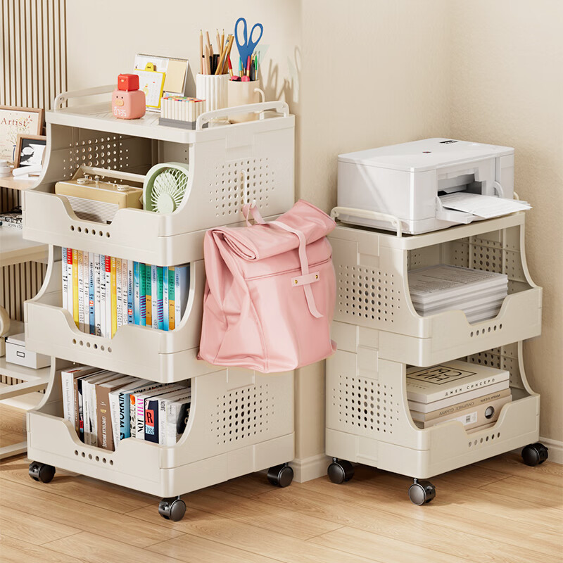 Youqin 3-Tier Mobile Bookshelf Cart with Wheels