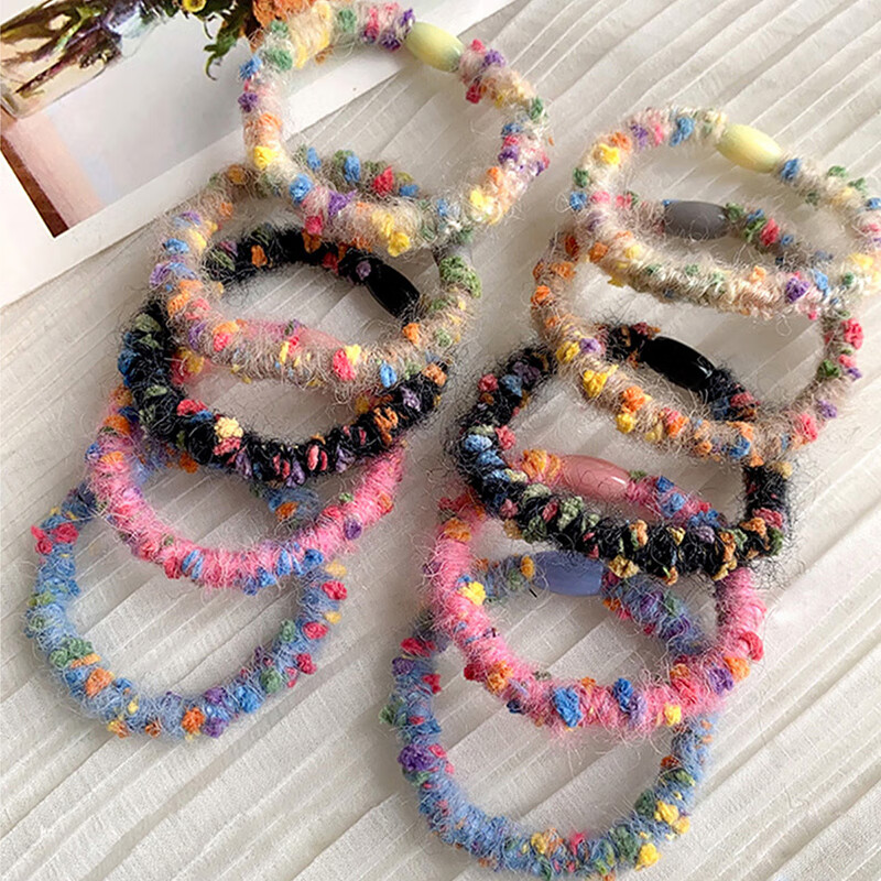 CHIMERA 10-Pack High Elasticity Forest Style Colorful Polka Dot Hair Ties