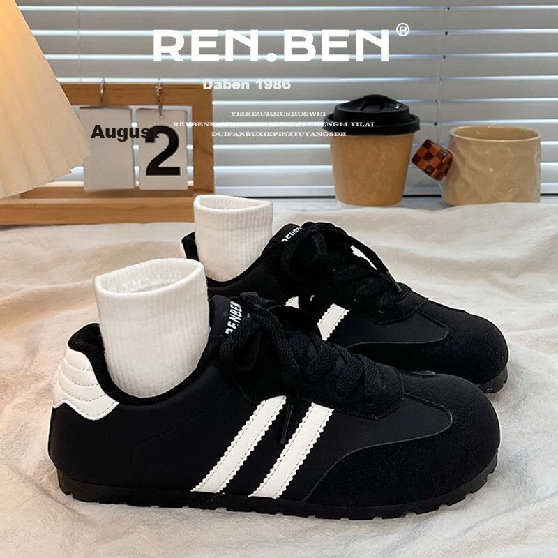 RENBEN Black Retro Casual Trainers