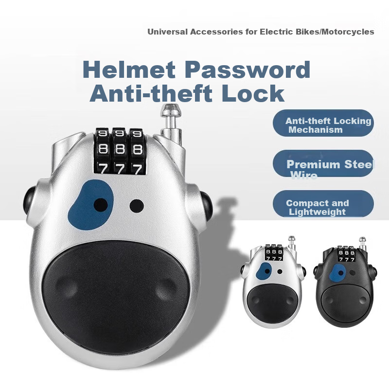 Shouli Retractable Steel Cable Padlock - Durable Silver Cow Lock