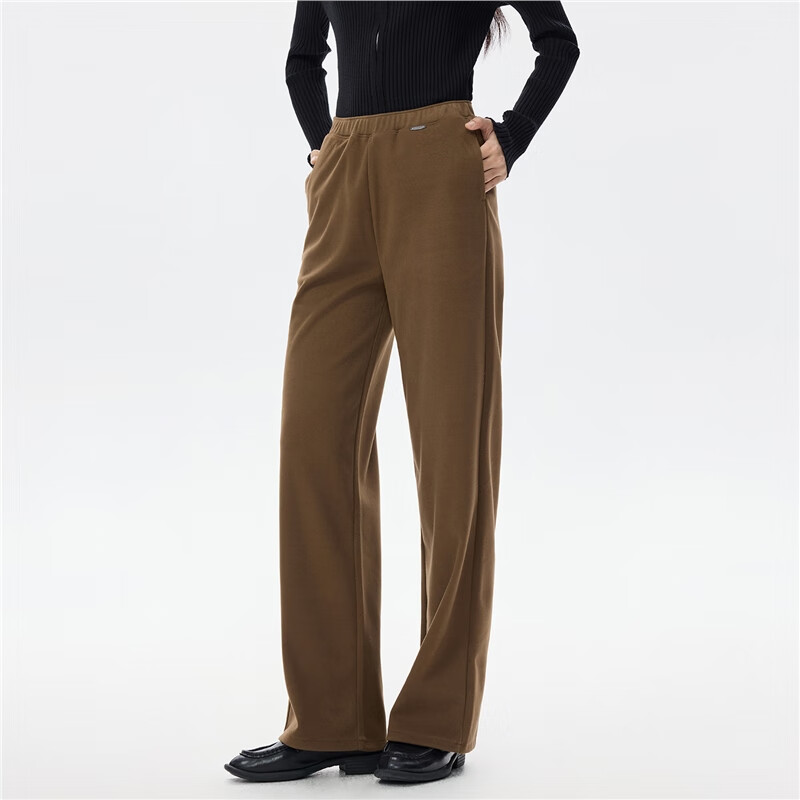 Giordano Women's Wide Leg Trousers with Metal Logo