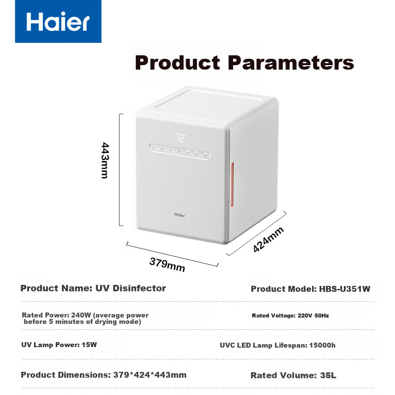 Haier 35L Touchscreen UV Sterilizer for Baby Bottles & Clothes