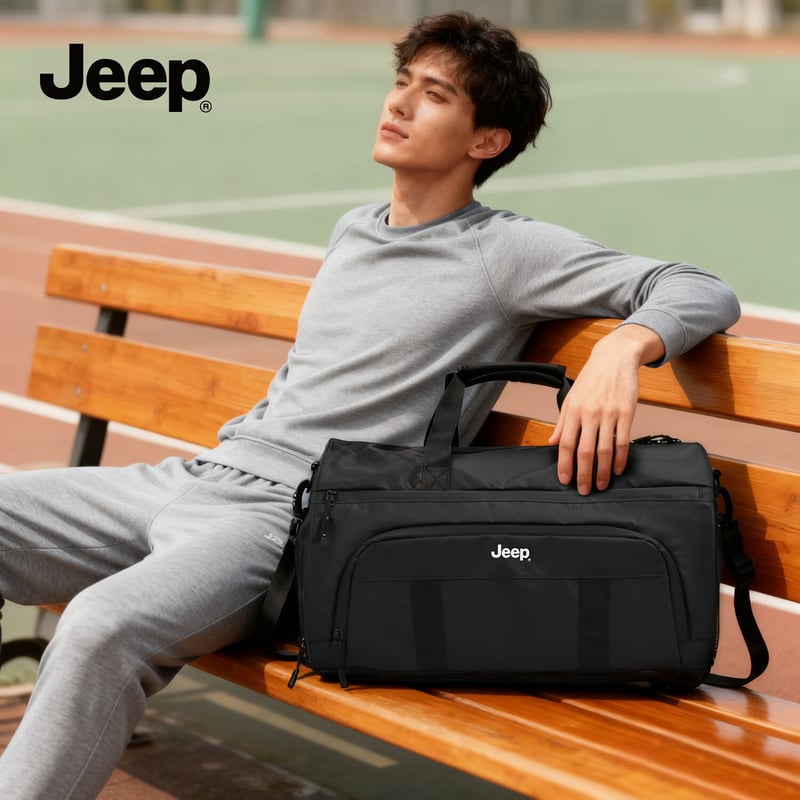JEEP Multifunctional Large Capacity Gym Bag with Shoe Compartment Crossbody Travel Handbag