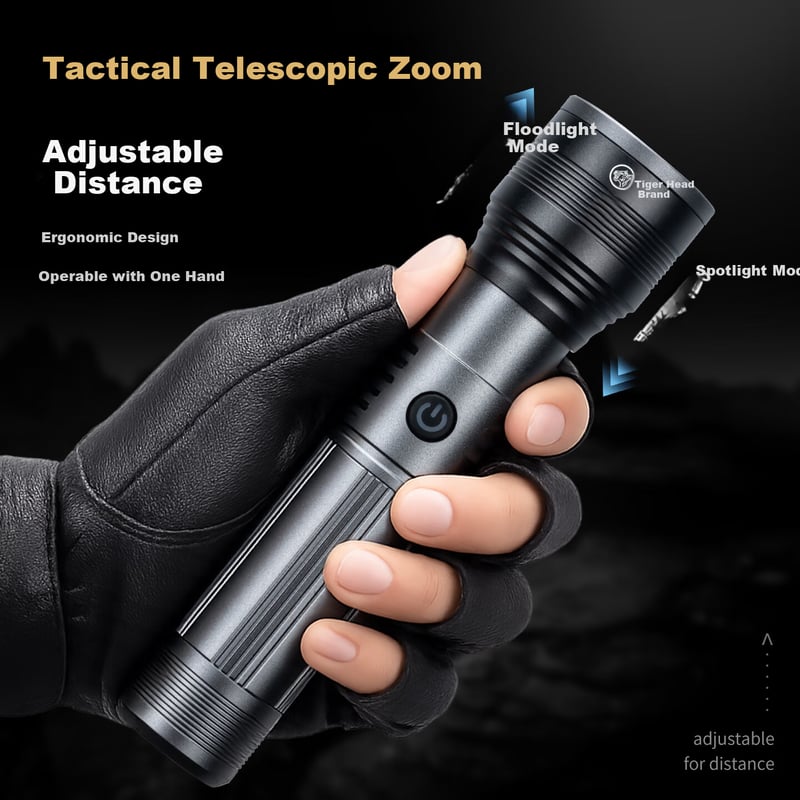 Tiger Head J25 LongRange Rechargeable Flashlight