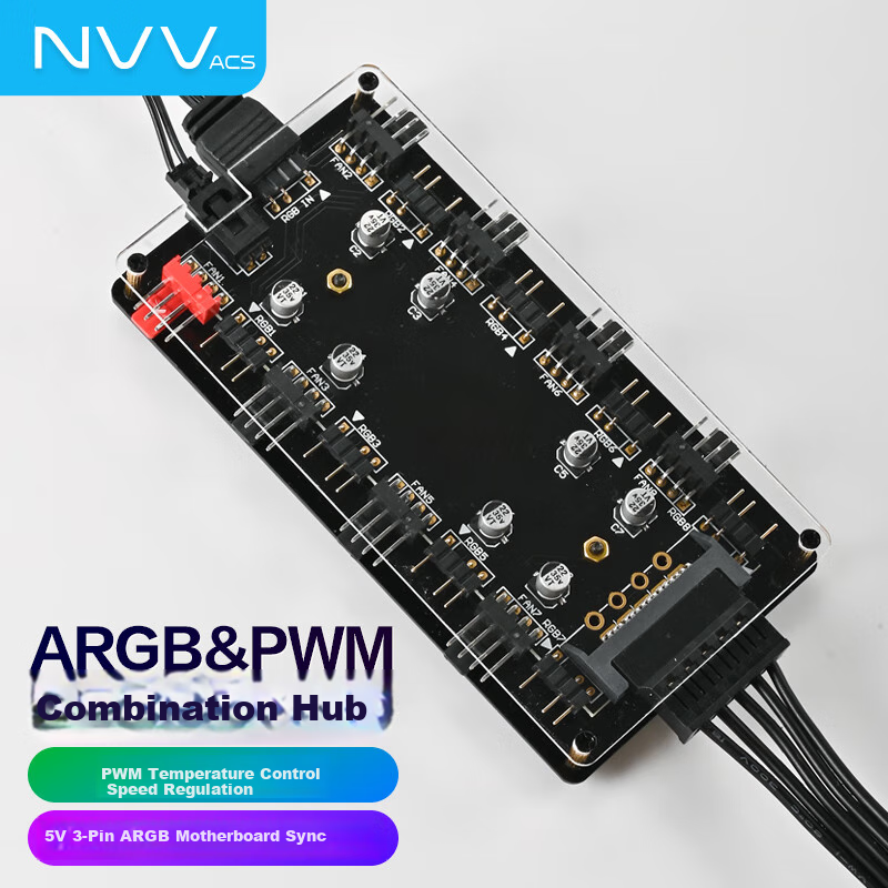 NVV ARGB PWM Fan Hub with 8 Ports