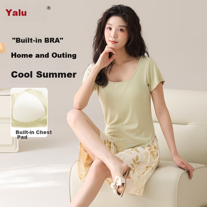Yalu Women's Pajamas with Built-in Bra