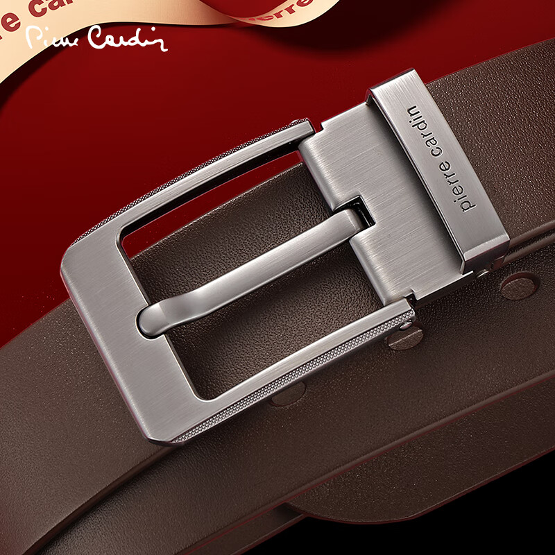 Pierre Cardin Men's Genuine Leather Brown Belt with Pin Buckle