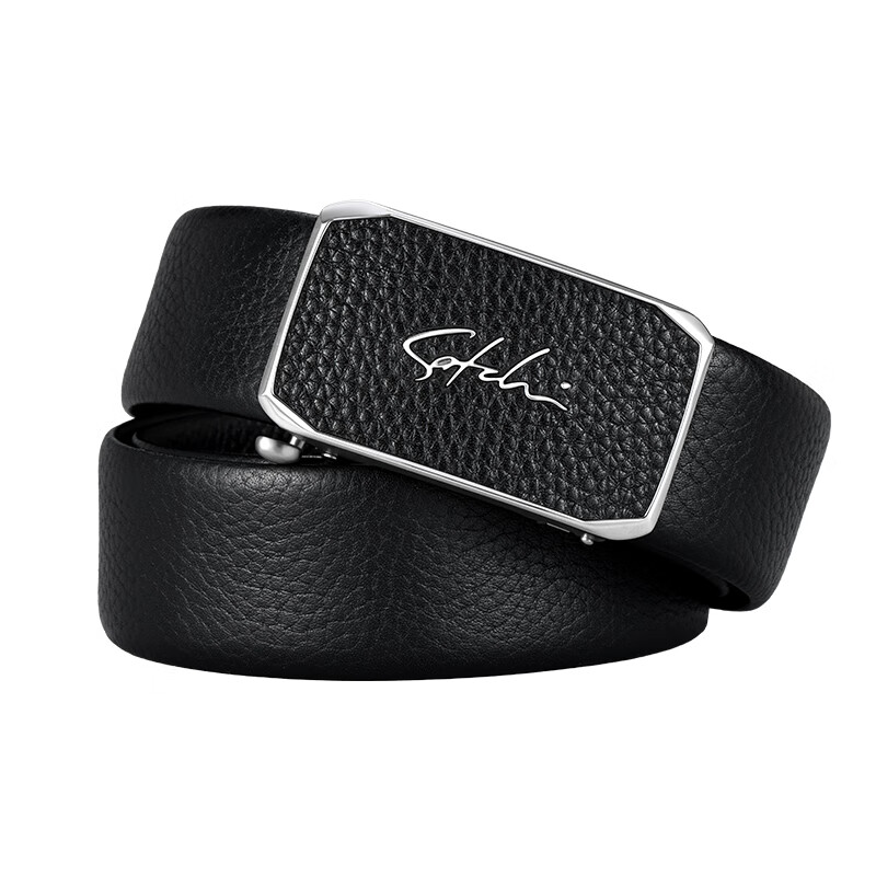 SATCHI Men's Classic Black Leather Belt