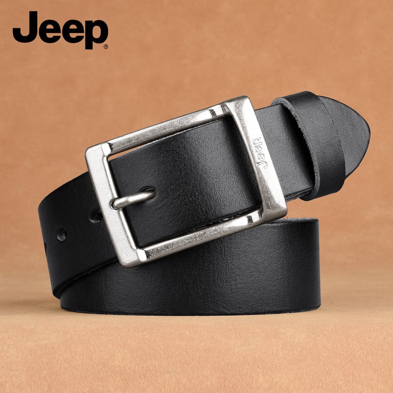 JEEP Men's Genuine Leather Belt with Classic Pin Buckle