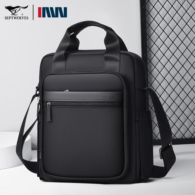 SEPTWOLVES Men's Single Shoulder Bag - Large Commuter Briefcase