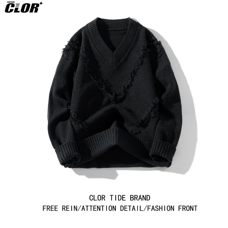 CLOR Men's V-Neck Sweater - Winter Casual Knitwear